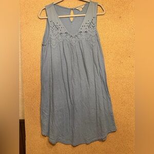 Blue Sleeveless Dress with Lace Detail Lucky Brand Size Large